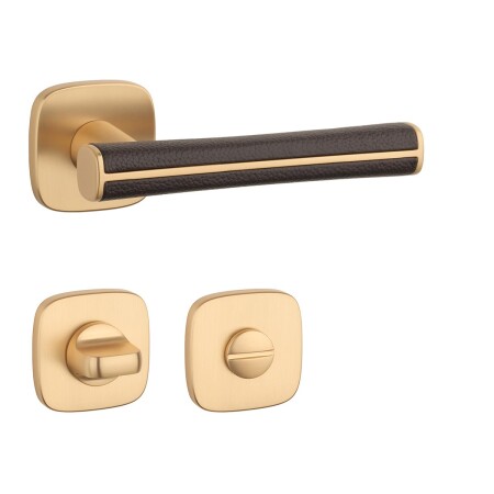 Dverné kovanie MP AS - DAVIDIA - QR 7S (OLS - Mosadz brúsená / hnedá koža)