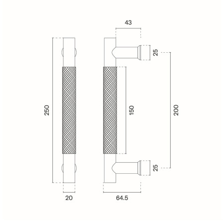 Dverné madlo MP SH 1770 - kus (T PVD - Titan PVD) - Dĺžka: 250 mm200 mmØ 20 mm