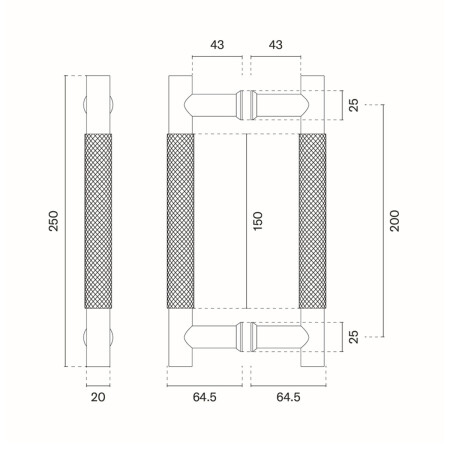 Dverné madlo MP SH 1770 - pár (CUM PVD - Meď matná PVD)