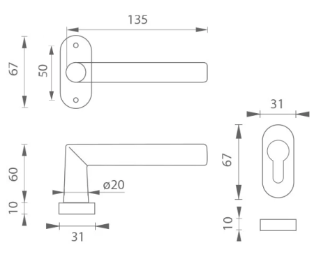 Dverové kovanie MP Favorit - UOR (ČIERNA MATNÁ)