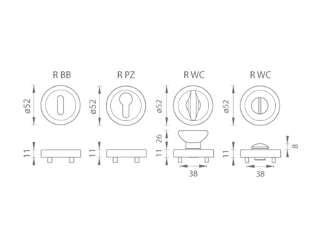 Dverná rozeta MP TI - R delená (OGS - Bronz česaný matný)