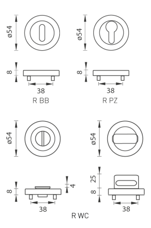 Dverná rozeta MP SH - R PRO 8 MM (CUM PVD - Meď matná PVD)