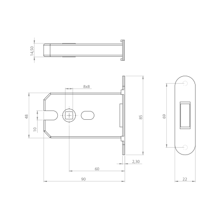 Magnetický zámok MP MPK s protiplechom (BS - Čierna matná)
