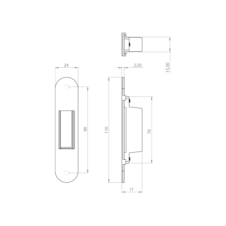 Magnetický zámok MP MPK s protiplechom (BS - Čierna matná)