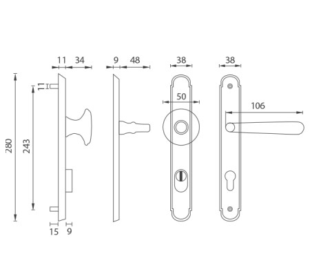 Ochranné kovanie MP NI - ALT WIEN K (OBMP - Staromosadz matný lak)