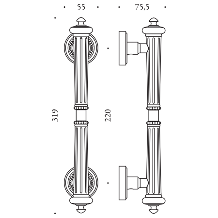 Dverné madlo MP CB - MADLO BYBLOS - 319/220 (BSV - bronz lesklý)