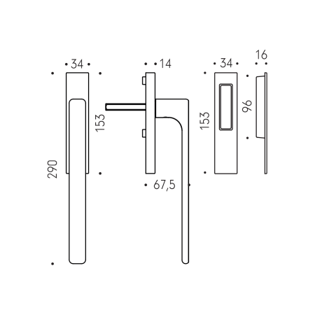 Kľučka na posuvné portály MP CB - HS PORTAL MOOD DUE - kľučka/mušle (Hnedá matná)