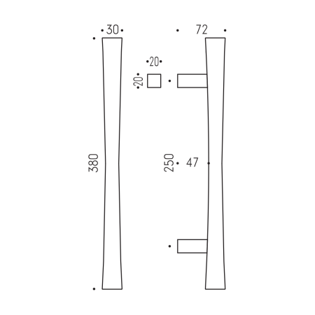 Dverné madlo MP CB - MADLO NOA - 380/250 (Chróm matný)
