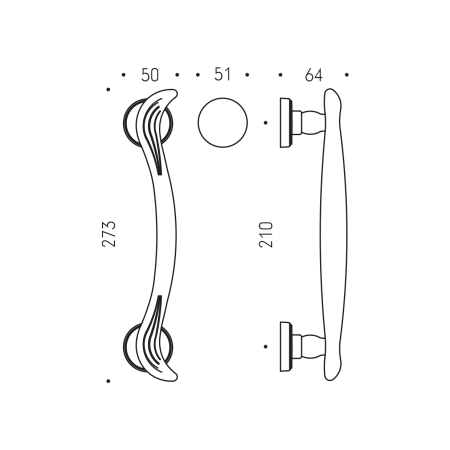 Dverné madlo MP PIUMA - 273/210 (Bronz antik)