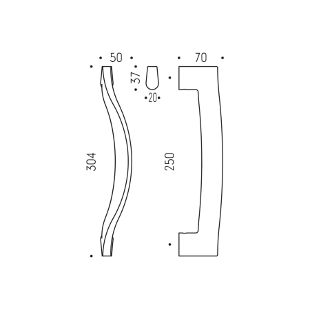 Dverné madlo MP SQUARE - 304/250 (Meď matná PVD)