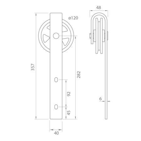 Posuvný systém MP VINTAGE 1 s koľajnicou 2m (BS - Čierna matná)