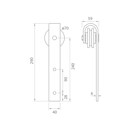 Posuvný systém MP VINTAGE 2 s koľajnicou 2m (BS - Čierna matná)