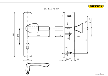 Bezpečnostné kovanie ROSTEX BK 802 ASTRA (NEREZ MAT)