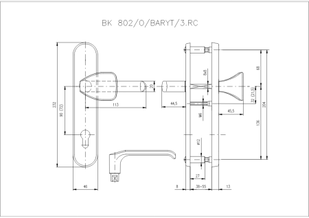 Bezpečnostné kovanie ROSTEX 802/O BARYT (NEREZ MAT)