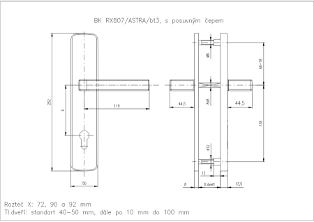 Bezpečnostné kovanie ROSTEX BK 807 ASTRA (CHROM-NEREZ)