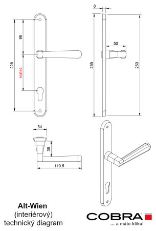 Dverné kovanie COBRA ALT WIEN (OV - staromosadz)