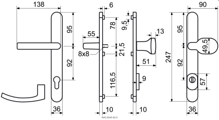 Dverové profilové kovanie RICHTER RHD 0040 (nerez)