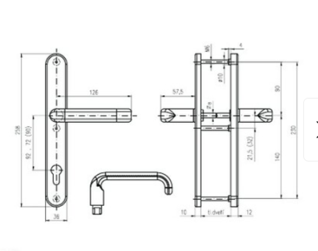 Bezpečnostné kovanie ROSTEX BK 807 GRANDE - PANIK (NEREZ-MAT)