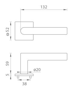 Dverové kovanie MP FAVORIT - HR 4002 5SQ T2 (OC - CHROM LESKLÝ)
