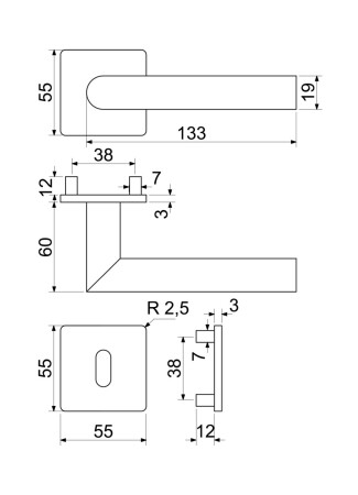 Dverové kovanie RICHTER RK.CML-FORM (NEREZ)