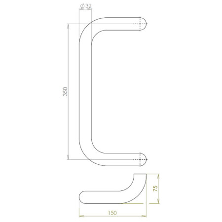 Nerezové dverné madlo "G" HOLAR, ø 32 mm - Satin mat