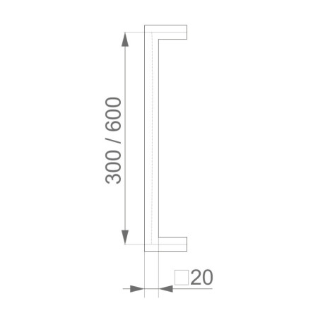 Nerezové dverné madlo „U“ HOLAR, 20x20 mm hranaté - satin mat