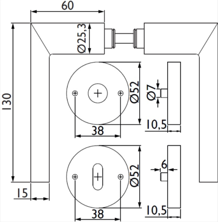 Dverové kovanie TWIN LEVEL H 1813 (CM)