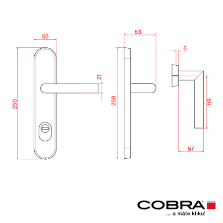 Bezpečnostné kovanie COBRA TOWER S s kľukou VISION s prekrytkou (F1 - strieborný elox)
