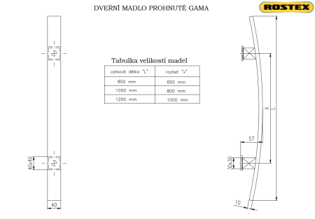 Dverné madlo ROSTEX GAMA (čierne) - jednostranné