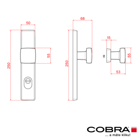 Bezpečnostné kovanie COBRA TOWER H s kľukou Vision (F1 - strieborný elox)