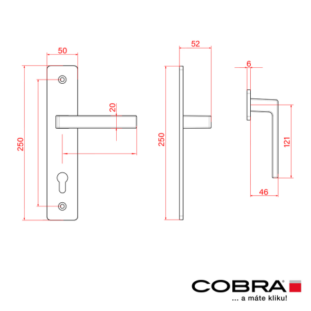 Bezpečnostné kovanie COBRA TOWER H s kľukou Vision (F1 - strieborný elox)