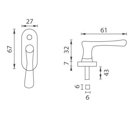 VÝPREDAJ Okenné pololivá malé MP - NI - ELEGANT (NAT - Natural mosadz nelakovaná)