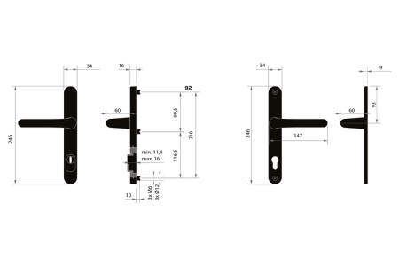 Bezpečnostné kovanie MP MPK - SECURO A04 PLUS - USO COSLAN (F5 - Čierna matná) - s prekrytkou