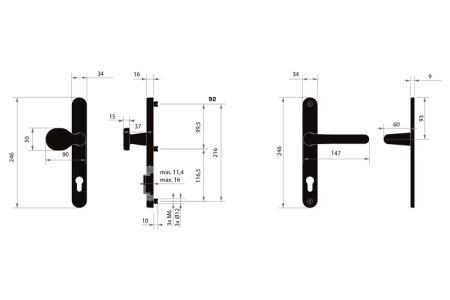 Bezpečnostné kovanie MPK - SECURO A04 - USO M1 COSLAN (F5 - Čierna matná)