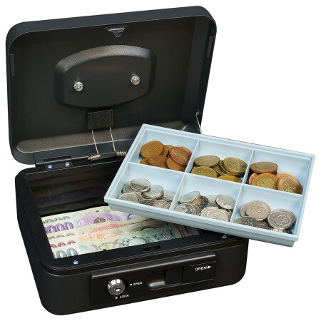 Oceľová pokladnička s páčkou RICHTER LC.200 (čierna matná)