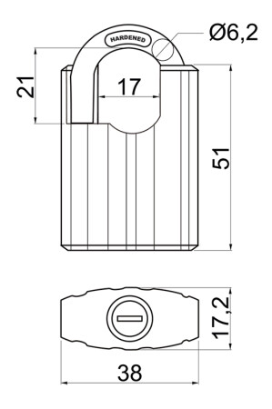 Oceľový visiaci zámok s krytom strmeňa RICHTER RV.STONE.38
