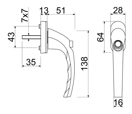 Uzamykateľná okenná kľučka RICHTER RHW.179.P. (F9016 - biela)