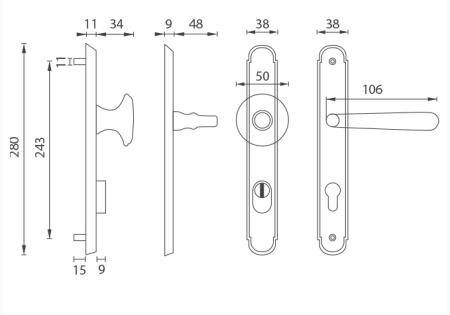 Spevnené kovanie MP NI - ALT WIEN PLUS (OBMP - Staromosadz matný lak)