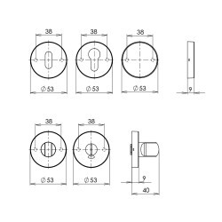 Dverné kovanie HOLAR s guľatou rozetou MT 11 (nerez)