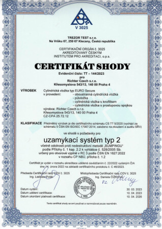 Cylindrická bezpečnostná obojstranná vložka RICHTER EURO SECURE R3