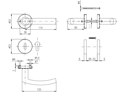 VÝPREDAJ Dverné kovanie ROSTEX CORNO s čapmi (NEREZ MAT) - BB