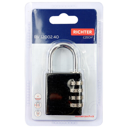 Hliníkový kódový visiaci zámok Richter RV.12002.40.CRN