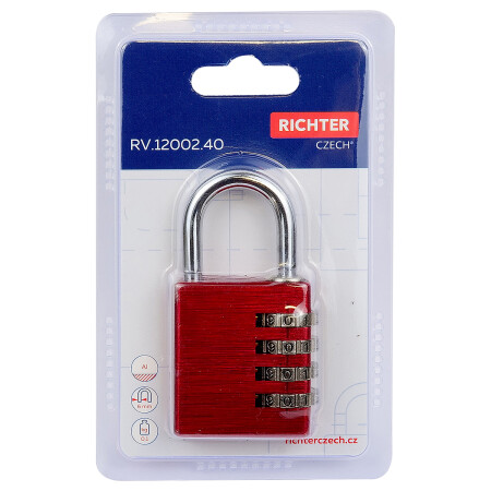 Hliníkový kódový visiaci zámok Richter RV.12002.40.CRV