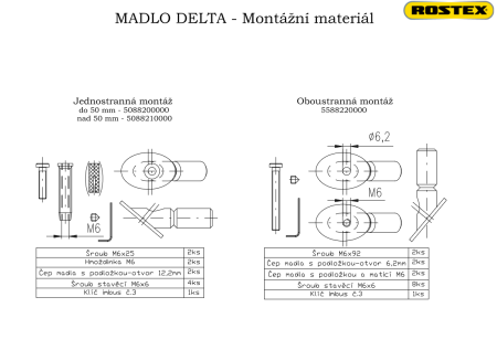 Dverné madlo ROSTEX DELTA (čierne) - obojstranné