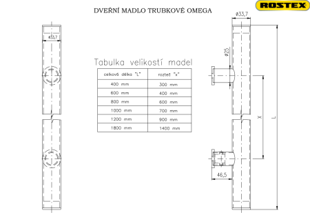 Dverné madlo ROSTEX OMEGA (čierne) - jednostranné