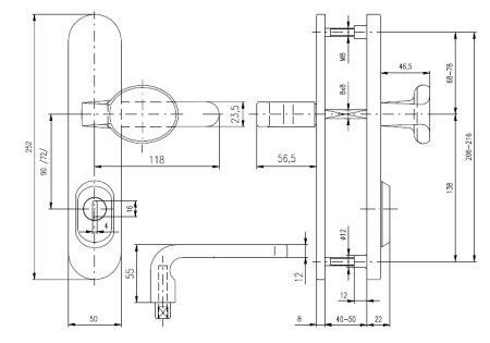 Bezpečnostné kovanie ROSTEX RX 802-50 SOLID 3. tr. (PLATINA MAT)