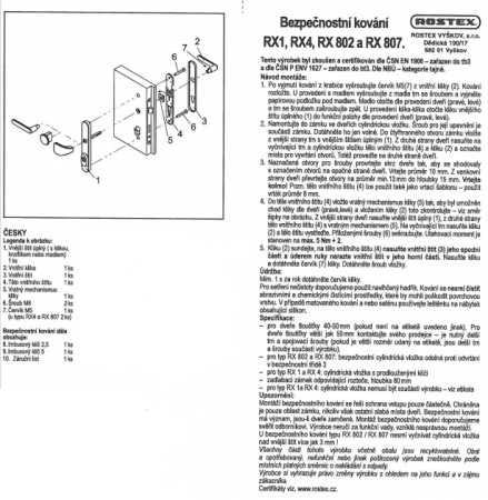 Bezpečnostné kovanie ROSTEX BK RX4-50 EXCLUSIVE 3. tr. (PLATINA MAT)