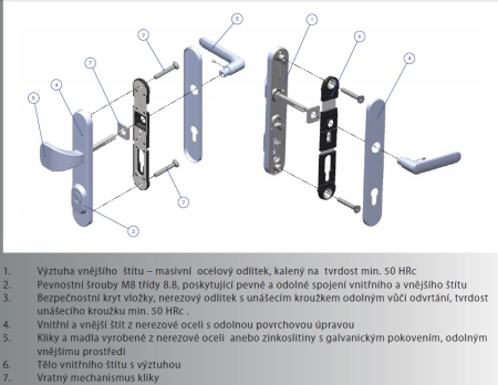 Bezpečnostné kovanie ROSTEX BK RX4-50 EXCLUSIVE 3. tr. (MEĎ MAT)