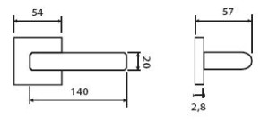 Dverové kovanie TWIN CARLA SQUARE HR H 1617FL (E) - plochá rozeta